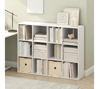 Furinno PELLI Estantería de 12 Cubos, Organizador de Almacenamiento en Forma de Cubo, 29.7 × 120.9 × 91.4 cm, para Sala de Estar, Dormitorio y Oficina en casa, Blanco