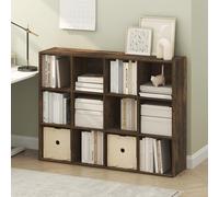 Furinno PELLI Estantería de 12 Cubos, Organizador de Almacenamiento en Forma de Cubo, 29.7 × 120.9 × 91.4 cm, para Sala de Estar, Dormitorio y Oficina en casa, Pino ámbar
