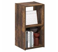 Furinno PELLI - Estantería para Libros, estantería de 2 Cubos con Respaldo Abierto y Cubos Cerrados, 2 x 1 Armario Organizador de Almacenamiento, 12.2 x 11.6 x 24.2, para Sala de Estar, Dormitorio