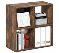 Furinno PELLI - Estantería para Libros, estantería de 4 Cubos con Respaldo Abierto y Cubos Cerrados, 2 x 2 armarios organizadores de Almacenamiento, 11.6 x 24.2 x 24.2 Pulgadas, para Sala de Estar