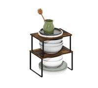 Furinno RAVEL - Juego De 2 Organizadores para Encimera De Cocina, Estantes Extensibles, Apilables, para Especias, para Cocina, Despensa Y Barra De Café, Color Pino Ámbar