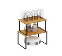 Furinno RAVEL - Juego De 2 Organizadores para Encimera De Cocina, Estantes Extensibles, Apilables, para Especias, para Cocina, Despensa Y Barra De Café, Color Haya