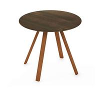 Furinno REDANG - Mesa Redonda Inteligente de 4 Patas para Exteriores, Nogal Negro