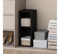 Furinno Reed - Estante Organizador Multiusos de 2 Niveles para Ropa y Armario, 8 Pulgadas de Ancho, Madera Negra