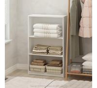 Furinno Reed - Estantería Multiusos Ajustable de 3 Niveles para Almacenamiento de Ropa y Armario, Color Blanco