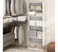 Furinno Reed - Estantería Multiusos Ajustable de 5 Niveles para Almacenamiento de Ropa y Armario, Color Blanco