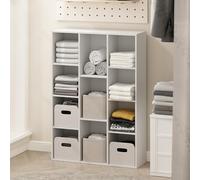 Furinno Reed Organización de Almacenamiento de Ropa y Armario con estantes Abiertos Multiusos de 11 Cubos, Blanco