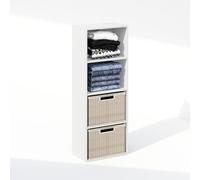 Furinno Reed - Organizador de Armario y Almacenamiento, Organizador de Armario de 4 Niveles, Estante Abierto, para Armario, Dormitorio, Sala de Estar, Color Blanco