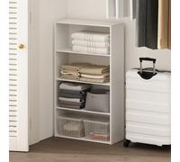 Furinno Reed Organizadores y Almacenamiento para Clóset, Organizador de Clóset de 4 Niveles, Almacenamiento de Clóset con Estantes Abiertos, para Armario, Dormitorio, Sala de Estar, Blanco