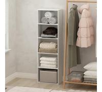 Furinno Reed Organizadores y Almacenamiento para Clóset, Organizador de Clóset de 5 Niveles, Almacenamiento de Clóset con Estantes Abiertos, para Armario, Dormitorio, Sala de Estar, Blanco