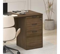 Furinno Roger Archivador, Gabinete de Archivos con 3 Cajones y Pedestal Fijo con Cerradura para Oficina en Casa, Nogal Moderno