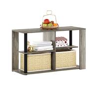 Furinno Romain Mesa de Centro con estantes, Engineered Wood, Roble Francés/Negro, 29.7 (D) x 80 (W) x 46.7 (H) cm