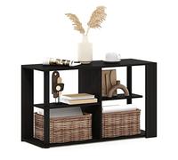Furinno Romain Mesa de Centro con estantes, Madera de ingeniería, Espresso/Negro, 29.7 (D) x 80 (W) x 46.7 (H) cm