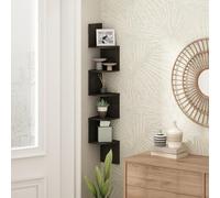 Furinno 5-Tier Estante de Esquina Flotante, estantes de Montaje en Pared para Almacenamiento y exhibición, Espresso