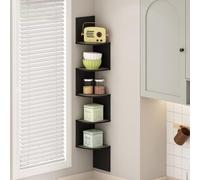 Furinno Rossi Estante Flotante De Esquina En Zigzag De 5 Niveles para Pared, para Oficina, Sala De Estar, Dormitorio Y Baño, Roble Francés