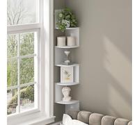 Furinno Rossi Estante Flotante De Esquina En Zigzag De 5 Niveles para Pared, para Oficina, Sala De Estar, Dormitorio Y Baño, Color Blanco