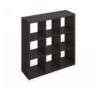 Furinno SIMPLE Organizador de cubos, estante de exhibición de 9 cubos, unidad de estantes abierta, estantes de almacenamiento, estructura extra gruesa, para organización y almacenamiento, Nogal Oscuro