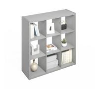 Furinno Simple Organizador de Cubos, Estante de exhibición de 9 Cubos, Unidad de estantes Abierta, estantes de Almacenamiento, Estructura Extra Gruesa, para organización y Almacenamiento, Gris Claro