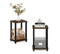 Furinno Simplista Mesa Auxiliar, Engineered Wood, Amber Pine/Black, One Size, 2 Unidades