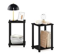 Furinno Simplista Mesa Auxiliar, Engineered Wood, Espresso/Black, One Size, 2 Unidades