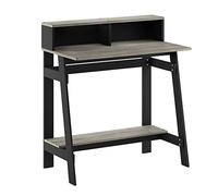 Furinno Simplistic Escritorio, Negro/Roble Gris, 31.5 x 35.5-Inches