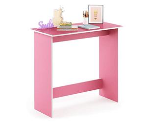 Furinno Simplistic Escritorio, Nogal, Rosa, 39.37 x 80 x 75.57 cm | Escritorio pequeño, para oficina en casa, dormitorio, sala de estudio, dormitorio