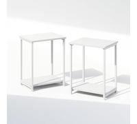 Furinno Simplistic Juego de 2 mesitas de Noche con 2 estantes Abiertos y Estructura metálica, para Dormitorio o Sala de Estar, Blanco