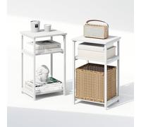 Furinno Simplistic - Juego de 2 mesitas de Noche con diseño de Estante Abierto de 3 Niveles con Marco de Metal, mesita de Noche, Mesa Auxiliar, Mesa Auxiliar, para Dormitorio, Sala de Estar, Color