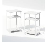 Furinno Simplistic Juego de 2 mesitas de Noche de 3 Niveles con estantes Abiertos y Estructura metálica, para Dormitorio o Sala de Estar, Blanco