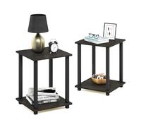 Furinno Simplistic Mesa Auxiliar, Madera compuesta, Espresso/Negro, 2 Unidades