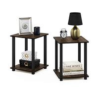 Furinno Simplistic Mesa Auxiliar, Madera compuesta, Nuez Columbia/Negro, Talla única