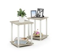 Furinno Simplistic Mesa Auxiliar, Madera, Sonoma Oak/Blanco, 39.62 x 39.62 x 49.78 cm