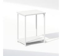 Furinno Simplistic Mesita de Noche de 2 Niveles con estantes Abiertos y Estructura metálica, Mesa Auxiliar para Dormitorio o Sala de Estar, Blanca