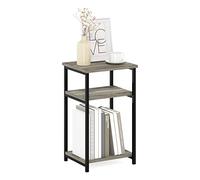 Furinno Solo Mesa Auxiliar de Marco de Metal con estantes de Almacenamiento, Madera, Roble Francés, Paquete de 1