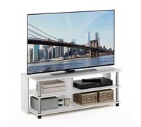 Furinno Sully Soporte 3 Niveles para TV, Madera de ingeniería, Roble Blanco/Acero Inoxidable