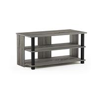Furinno Sully Soporte de TV de 3 Niveles para Hasta 40 personas, Roble Francés/Negro