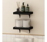 Furinno Tanna Estantes Flotantes de Pared, Juego de 2, Estante de Pared para Baño de 38,1 cm, Estante Montado en la Pared, para Organizadores y Almacenamiento de Baño, Sala de Estar, Roble Tabaco