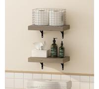 Furinno Tanna Estantes Flotantes de Pared, Juego de 2, Estante de Pared para Baño de 38,1 cm, Estante Montado en la Pared, para Organizadores y Almacenamiento de Baño, Sala de Estar, Natural