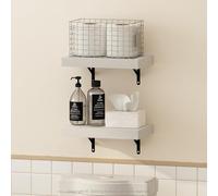Furinno Tanna Estantes Flotantes de Pared, Juego de 2, Estante de Pared para Baño de 38,1 cm, Estante Montado en la Pared, para Organizadores y Almacenamiento, Blanco Texturizado