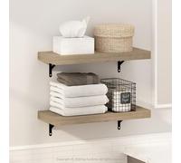 Furinno Tanna Estantes Flotantes de Pared, Juego de 2, Estante de Pared para Baño de 55,88 cm, Estante Montado en la Pared, para Organizadores y Almacenamiento de Baño, Sala de Estar, Natural