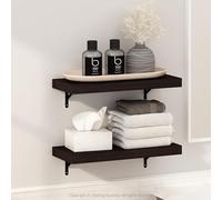 Furinno Tanna Estantes Flotantes de Pared, Juego de 2, Estante de Pared para Baño de 55,88 cm, Estante Montado en la Pared, para Organizadores y Almacenamiento de Baño, Sala de Estar, Roble Tabaco