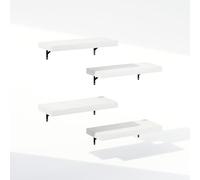Furinno Tanna Estantes Flotantes de Pared, Juego de 4, Estante de Pared para Baño de 55,88 cm, Estante Montado en la Pared, para Organizadores y Almacenamiento, Blanco Texturizado