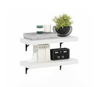 Furinno Tanna Juego De 2 Estantes Flotantes De Pared De 22 Pulgadas para Baño, Oficina Y Sala De Estar, Textura Blanca