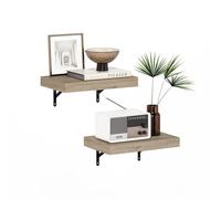 Furinno Tanna Juego De 2 Estantes Flotantes De Pared De 38 Cm para Baño, Oficina Y Sala De Estar, Color Natural