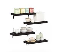 Furinno Tanna Juego De 4 Estantes Flotantes De Pared De 22 Pulgadas (56 Cm), Color Roble Tabaco