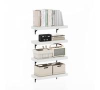 Furinno Tanna Juego De 4 Estantes Flotantes De Pared De 56 Cm para Baño, Oficina Y Sala De Estar, Textura Blanca