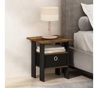 Furinno TIDUR Mesa de Noche, Diseño de Estante Abierto con Contenedor de Almacenamiento, Mesa de Cabecera, Mesa Auxiliar, para Dormitorio, Sala de Estar, Pino Ámbar