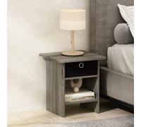 Furinno TIDUR Mesa de Noche, Mesita de Esquina Cuadrada con Contenedor de Almacenamiento, Mesa de Cabecera, Mesa Auxiliar con Estante de Almacenamiento, para Dormitorio, Sala de Estar, Roble Francés