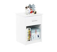 Furinno Tidur Mesita de Noche con asa y un cajón, Madera de ingeniería, Blanco Uni, 45 (W) x 61.3 (H) x 39.8 (D) cm