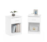 Furinno Tidur Mesita de Noche, Madera de ingeniería, Blanco Uni, 45 (W) x 61.3 (H) x 39.8 (D) cm, 2 Unidades
